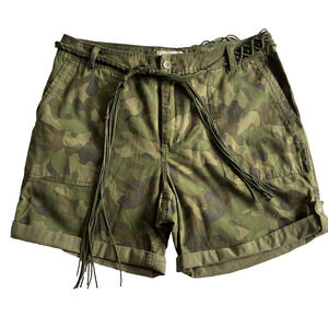 Sundance Odyssey Shorts Women‎ 12 Green Camo Bermuda Boho Festival Straight